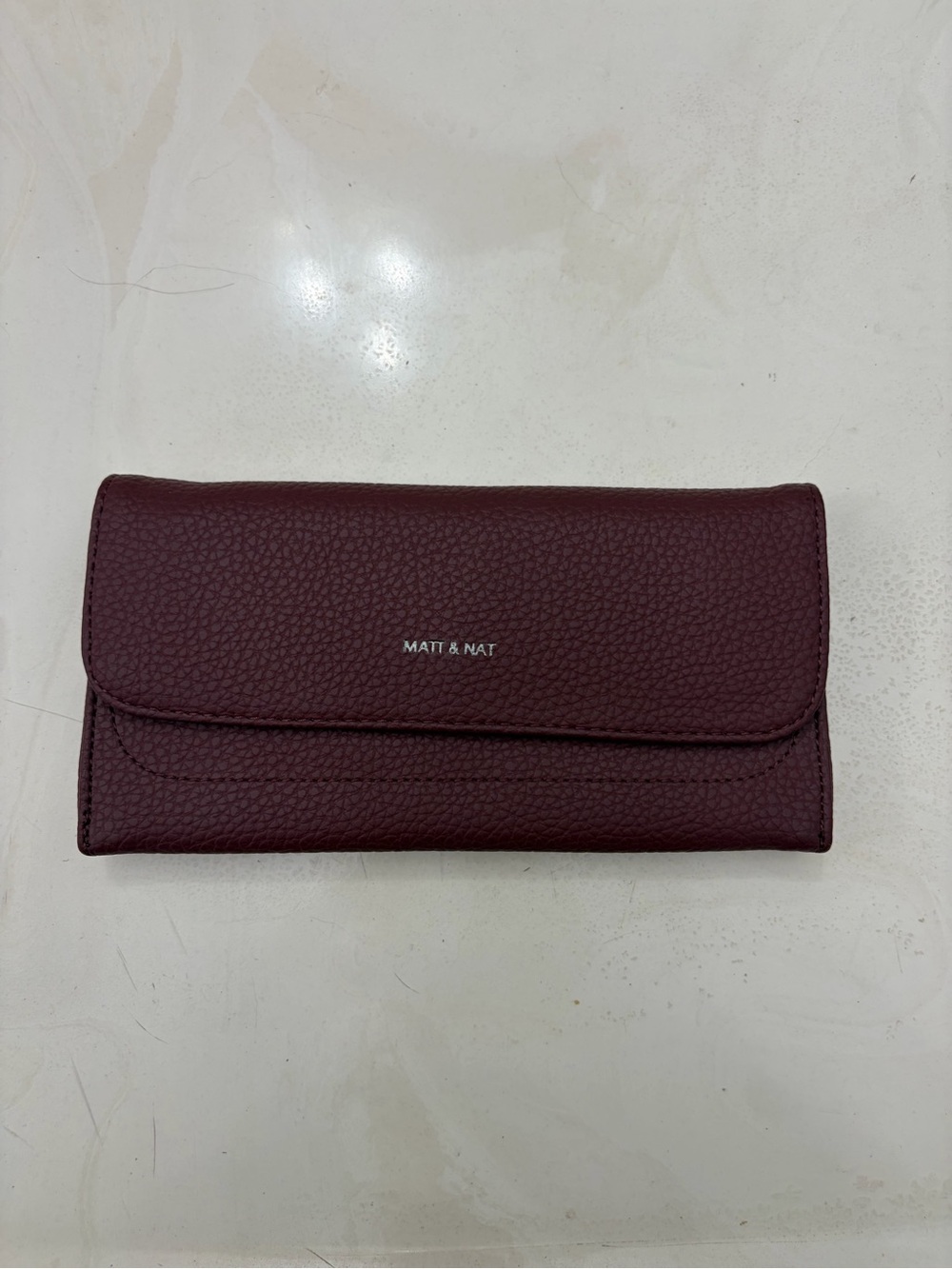 Matt & Nat Burgundy Pebbled Foldover Wallet